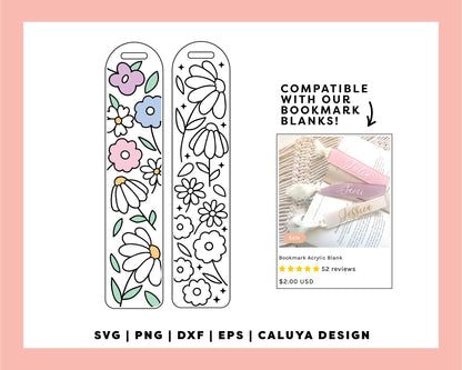 [ Digital File ] Bookmark Template SVG | Spring Floral SVG