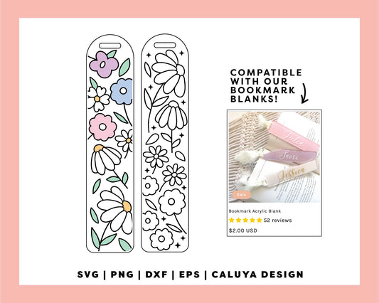 [ Digital File ] Bookmark Template SVG | Spring Floral SVG