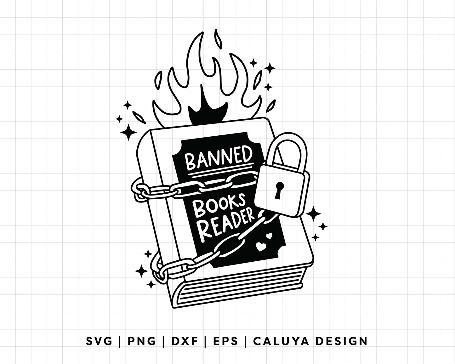 FREE Banned Books Reader SVG | Book Lover SVG Outline Ver.