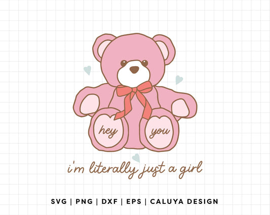 FREE Just A Girl SVG | Pink Teddy Bear SVG