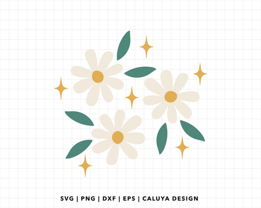 FREE Daisy Set SVG | Daisy Flower SVG Cut File for Cricut, Cameo Silhouette | Free SVG Cut File