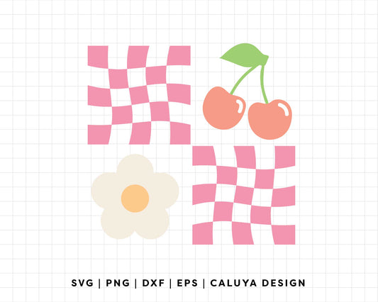 FREE Retro Cherry SVG | Checkered Cherry SVG