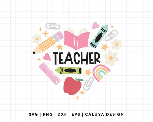 FREE Teacher Life SVG | Heart Teacher SVG