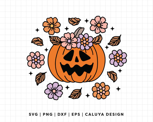 FREE Floral Crown Pumpkin SVG | Fall Pumpkin SVG