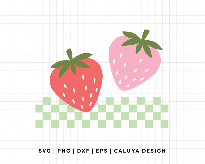 FREE Retro Strawberry SVG Checkered Strawberry SVG Caluya Design