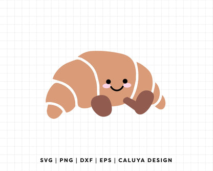 FREE Kawaii Croissant SVG | Cozy Cafe SVG