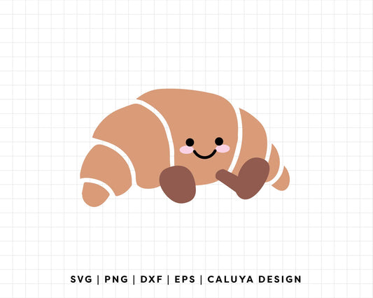 FREE Kawaii Croissant SVG | Cozy Cafe SVG