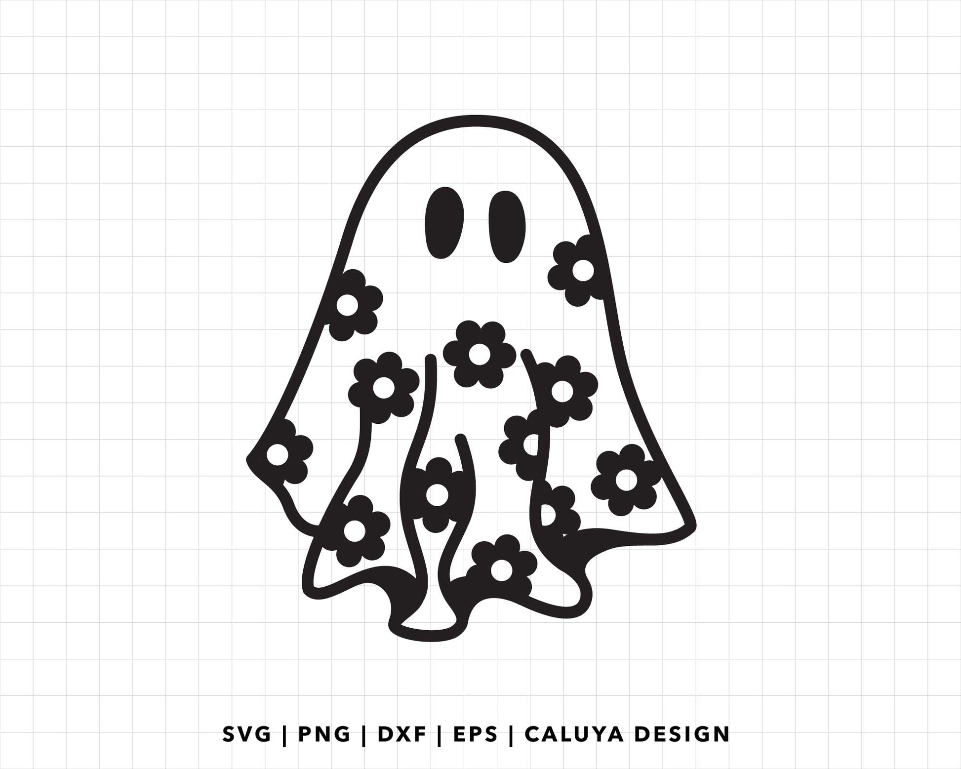 FREE Floral Ghost SVG | Retro Cute Ghost SVG