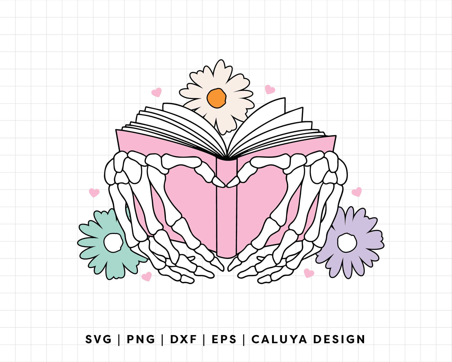 FREE Book With Skeleton Hand SVG | Book Lovers SVG