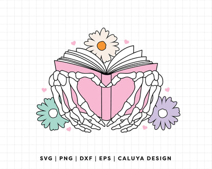 FREE Book With Skeleton Hand SVG | Book Lovers SVG