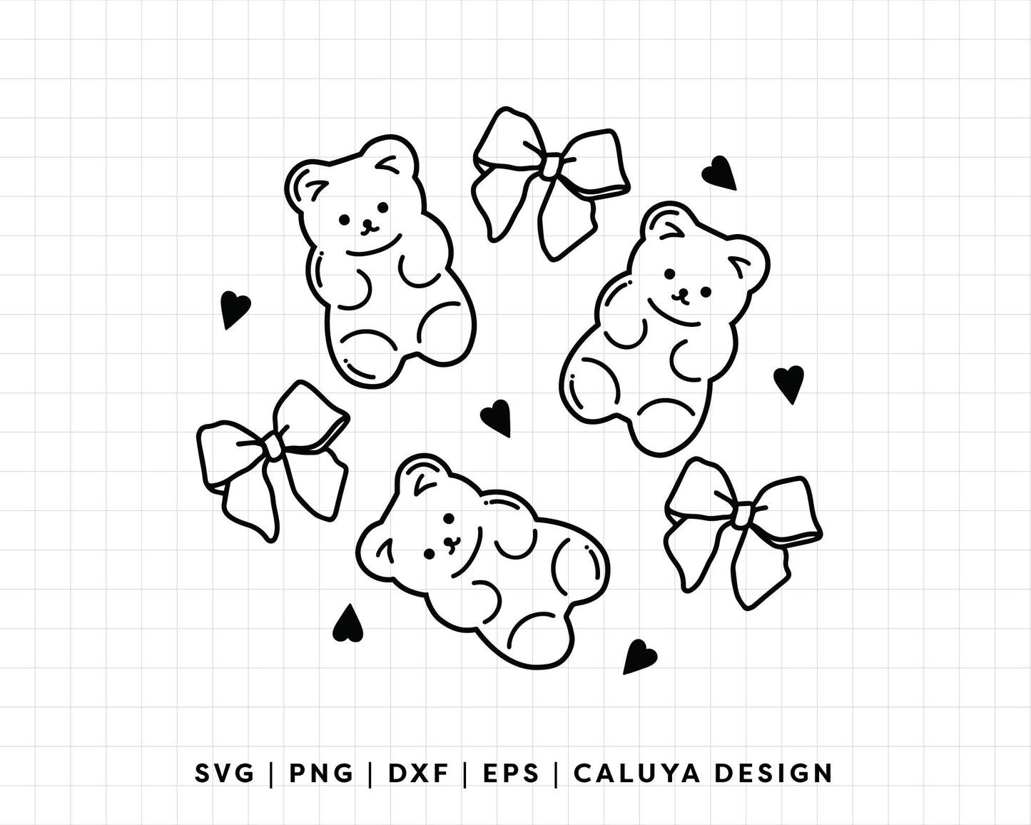 FREE Coquette Gummy Bear SVG | Outline Gummy Bear SVG