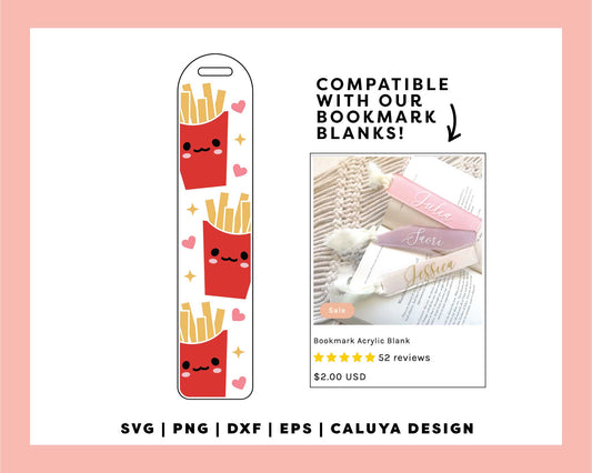 Bookmark Template SVG | Kawaii French Fries SVG