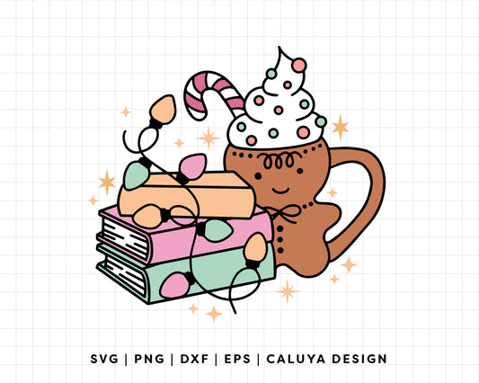 FREE Holiday Book Lover SVG | Cozy Christmas SVG