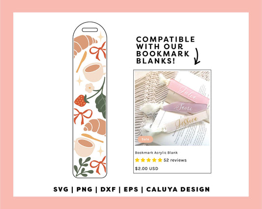 Bookmark Template SVG | Croissant Strawberry SVG