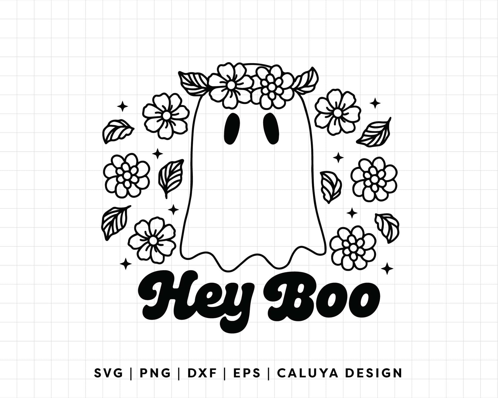 FREE Flower Crown Ghost SVG | Boo Ghost Outline SVG – Caluya Design