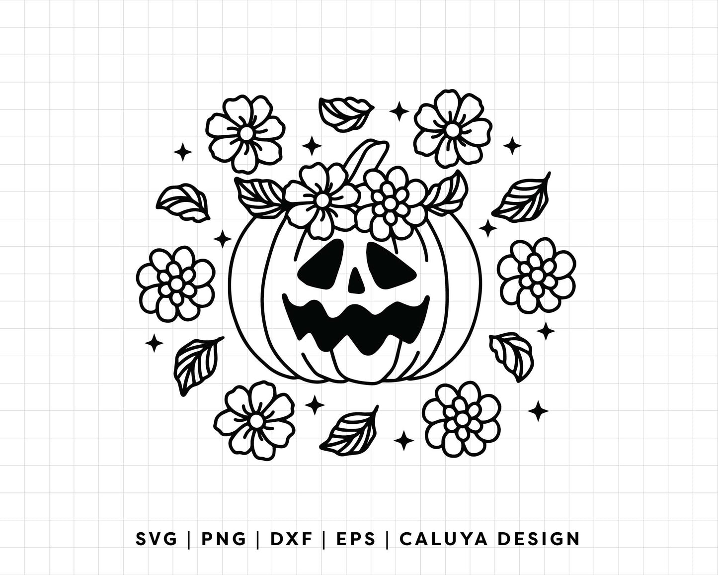 FREE Floral Crown Pumpkin SVG | Fall Pumpkin Outline SVG