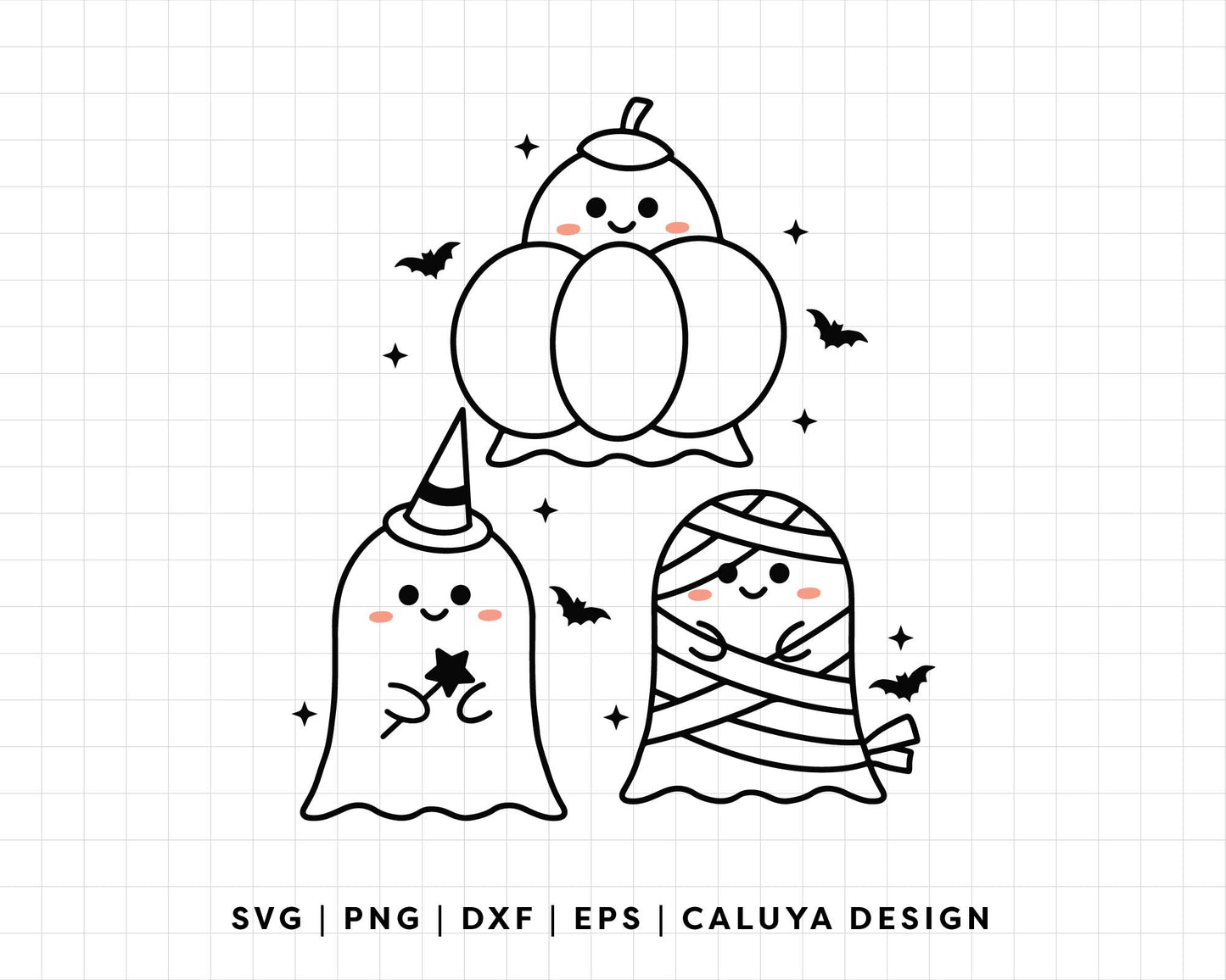 FREE Ghost Halloween SVG | Kawaii Ghost Outline SVG