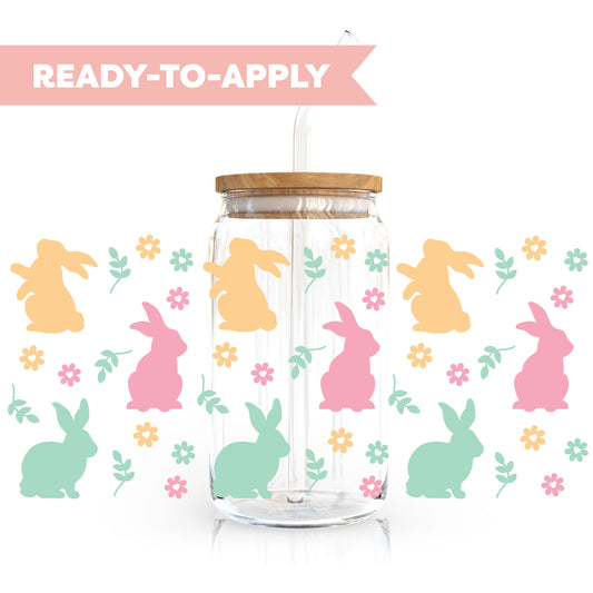 [ Double Sided ] 16oz Cup UV DTF Decal | Pastel Bunny