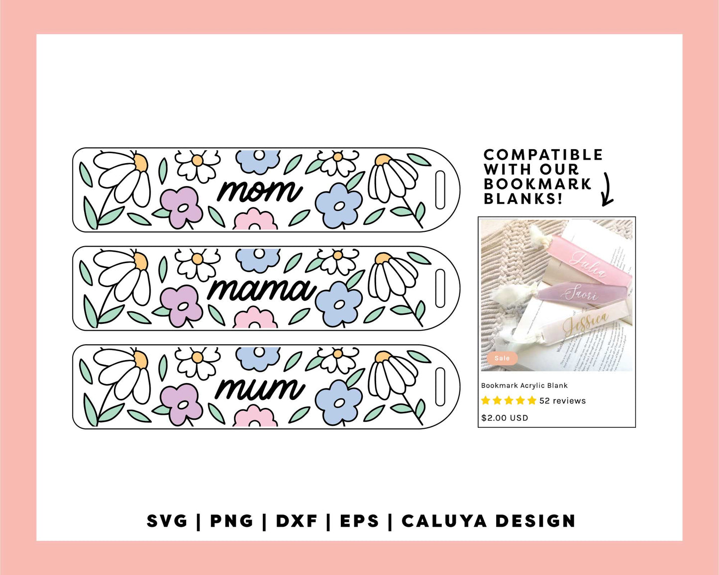 [ Digital File ] Bookmark Template SVG | Mother's Day SVG