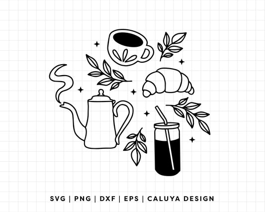 FREE Coffee Time SVG | Croissant Outline SVG