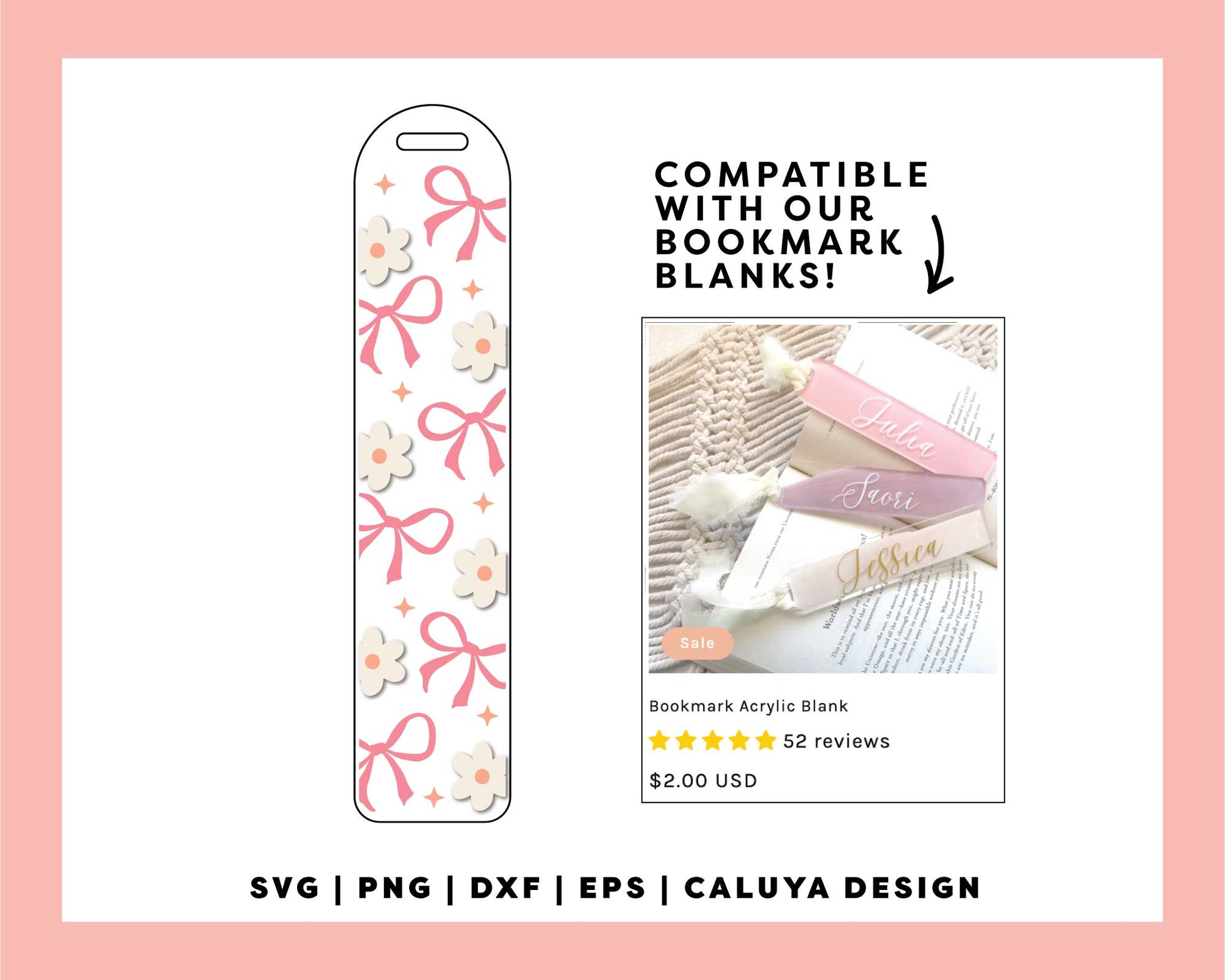 Bookmark Template SVG | Bows And Daisies SVG