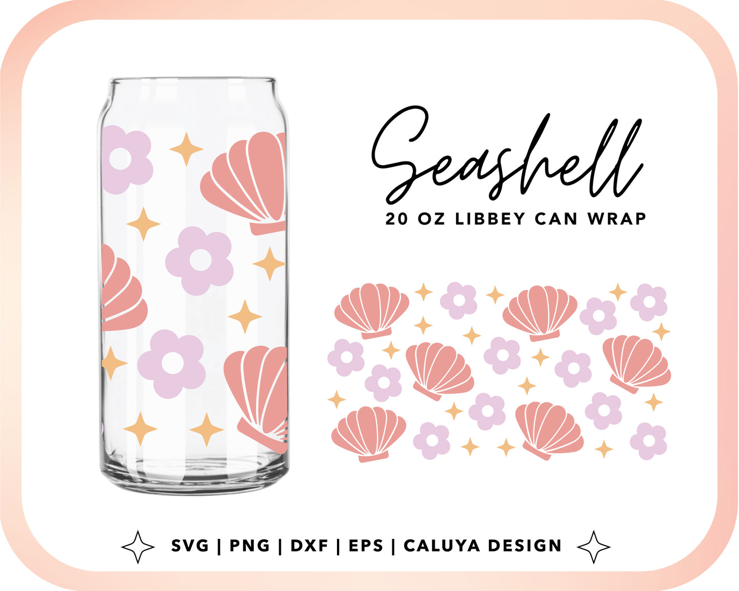 20oz Libbey Can Cup Wrap | Pastel Seashell