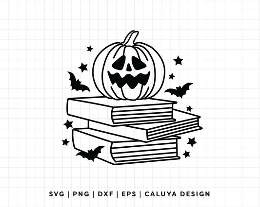 FREE Book & Spooky Pumpkin SVG | Halloween Pumpkin Outline SVG