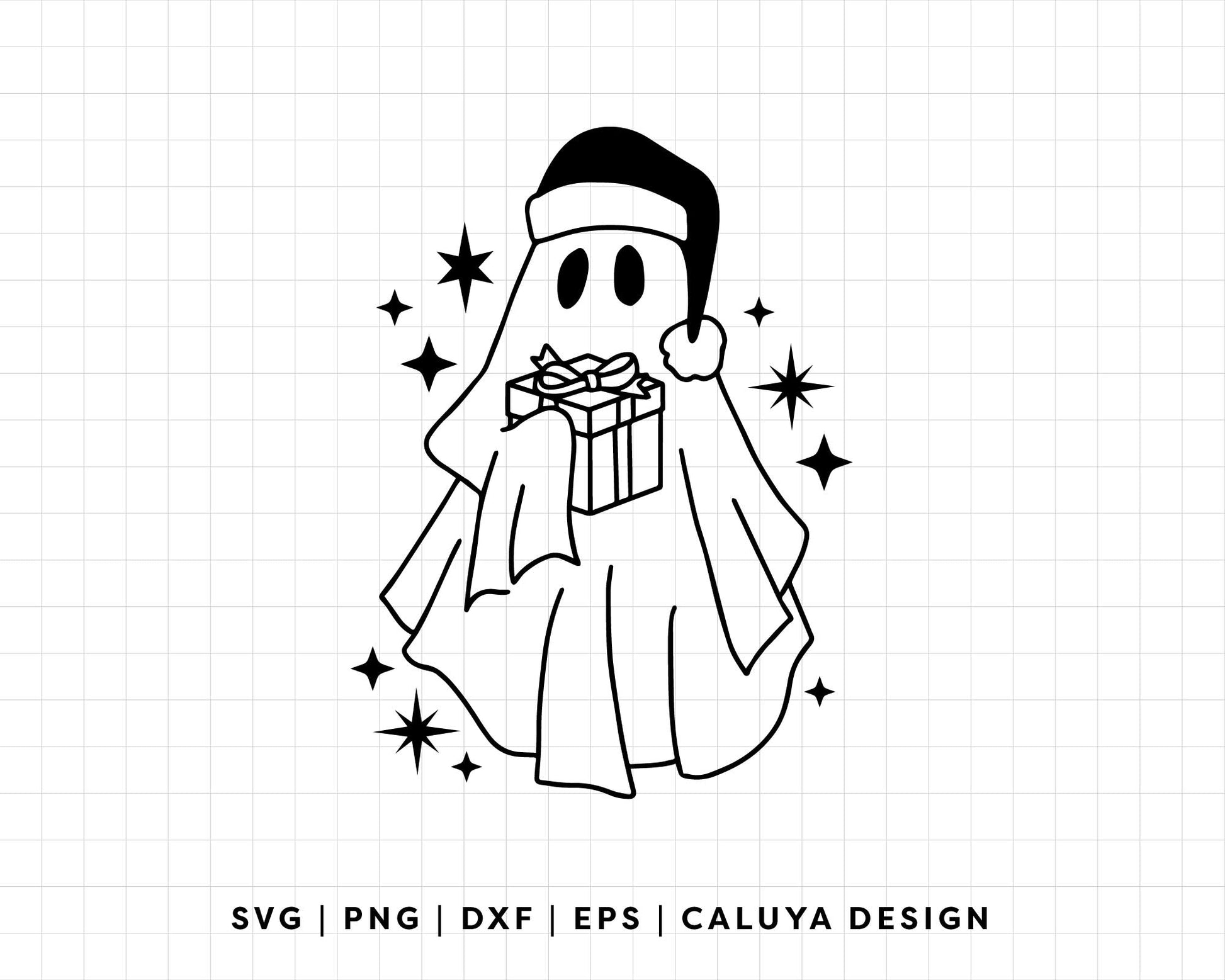 FREE Christmas Ghost SVG | Santa Ghost Outline SVG