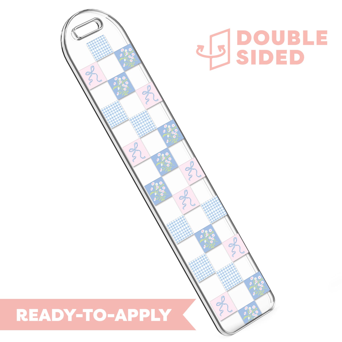 [ Double Sided ] Bookmark UV DTF Decal | Everblooming Coquette Blue