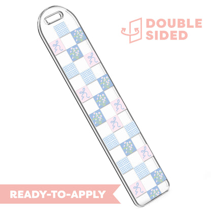 [ Double Sided ] Bookmark UV DTF Decal | Everblooming Coquette Blue