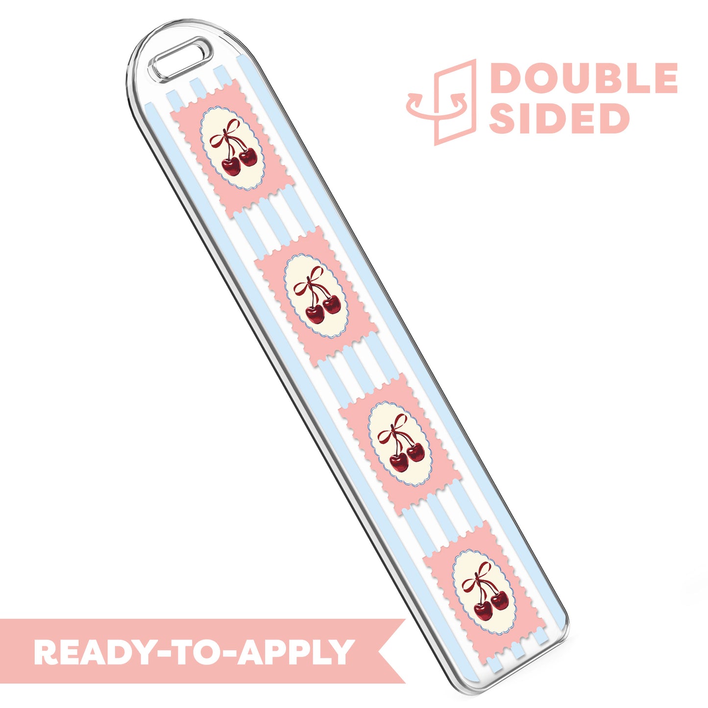 [ Double Sided ] Bookmark UV DTF Decal | Vintage Cherry Stamp