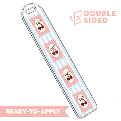 [ Double Sided ] Bookmark UV DTF Decal | Vintage Cherry Stamp