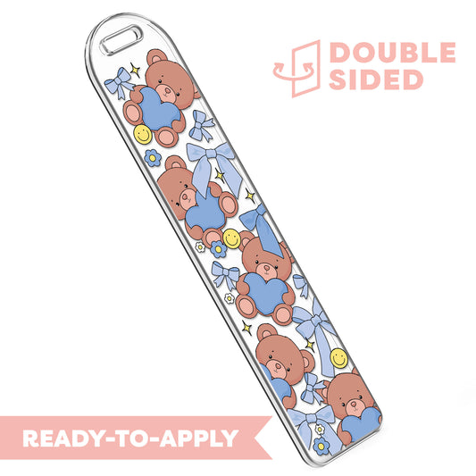 [ Double Sided ] Bookmark UV DTF Decal | Blue Teddy Bear