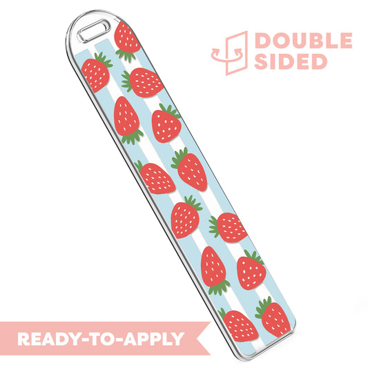 [ Double Sided ] Bookmark UV DTF Decal | Strawberry Stripe