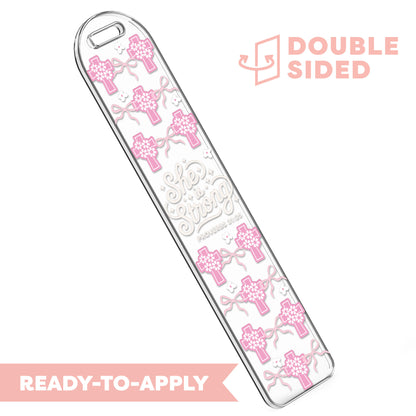 [ Double Sided ] Bookmark UV DTF Decal | "She Is Strong" with Floral Cross