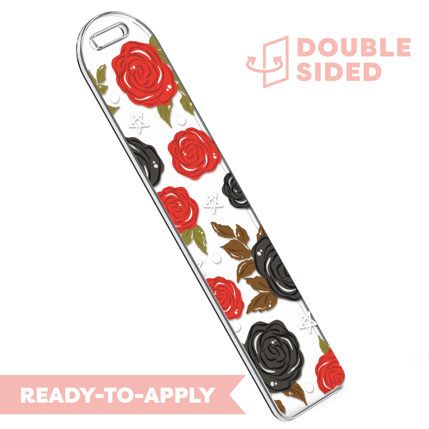 [ Double Sided ] Bookmark UV DTF Decal | Red & Black Rose