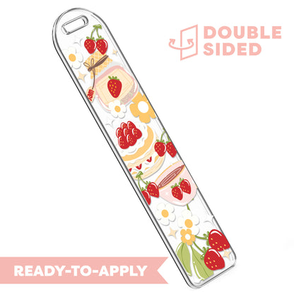 [ Double Sided ] Bookmark UV DTF Decal | Spring Strawberry Picnic