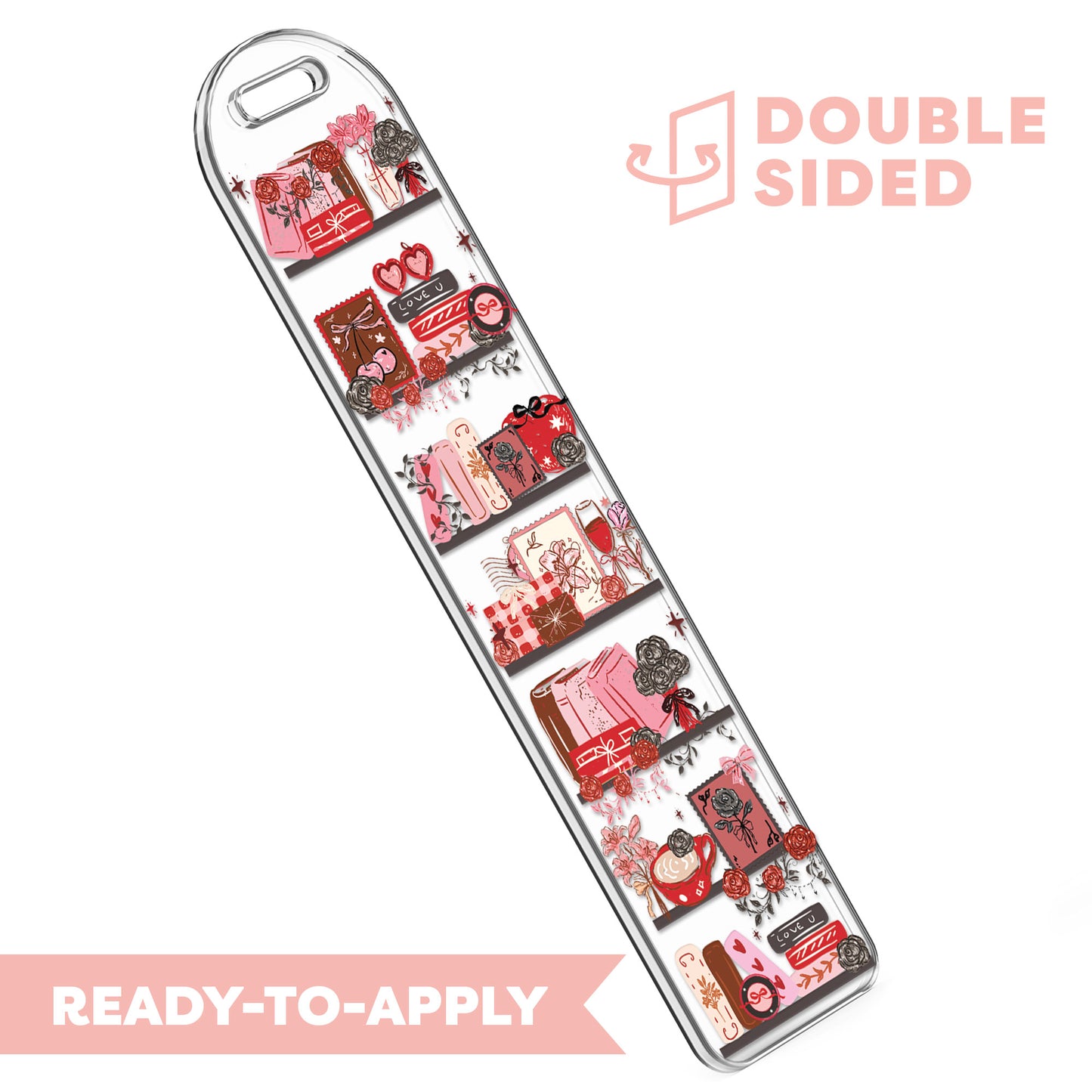 [ Double Sided ] Bookmark UV DTF Decal | Romantic Library 📚