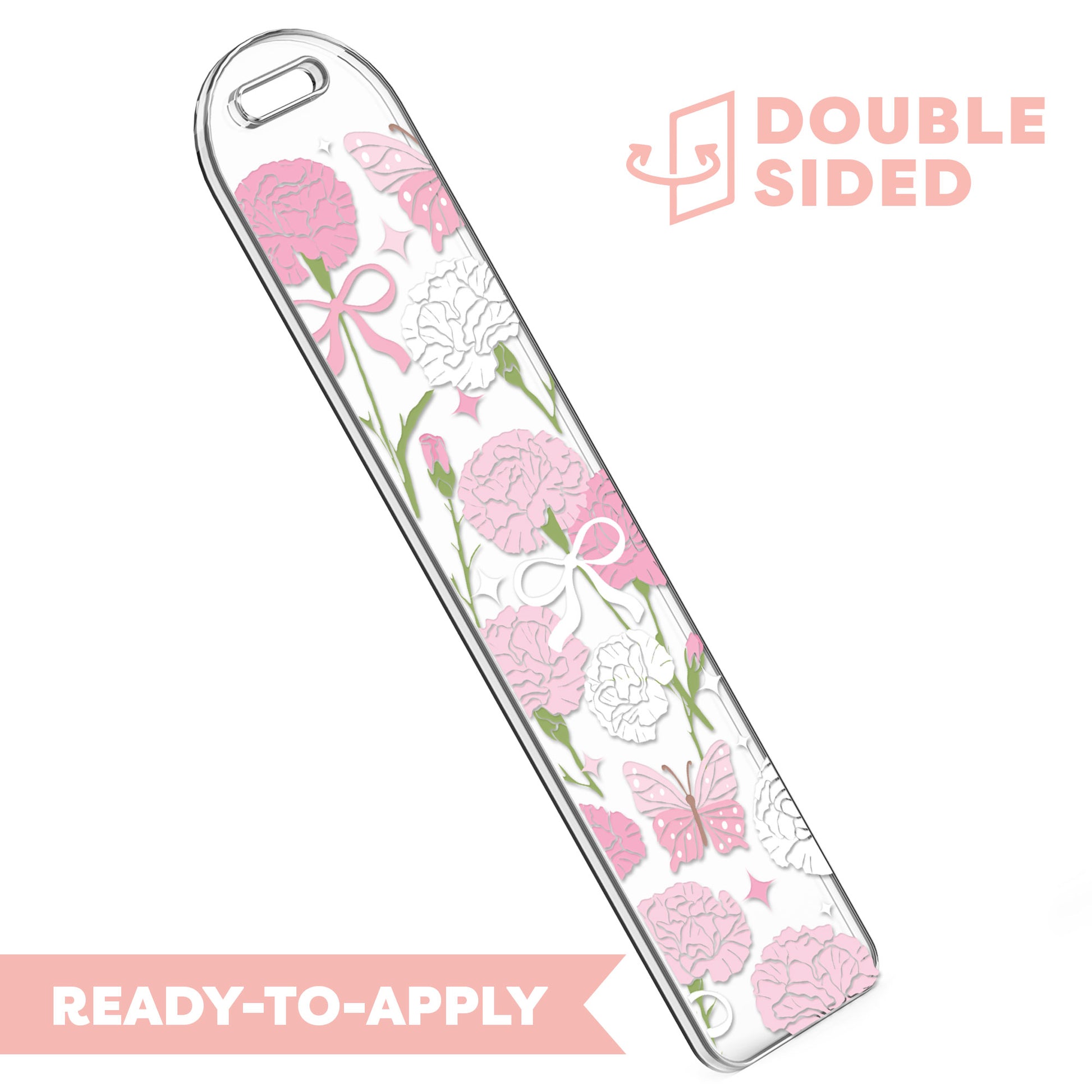 [ Double Sided ] Bookmark UV DTF Decal | Carnation Butterfly