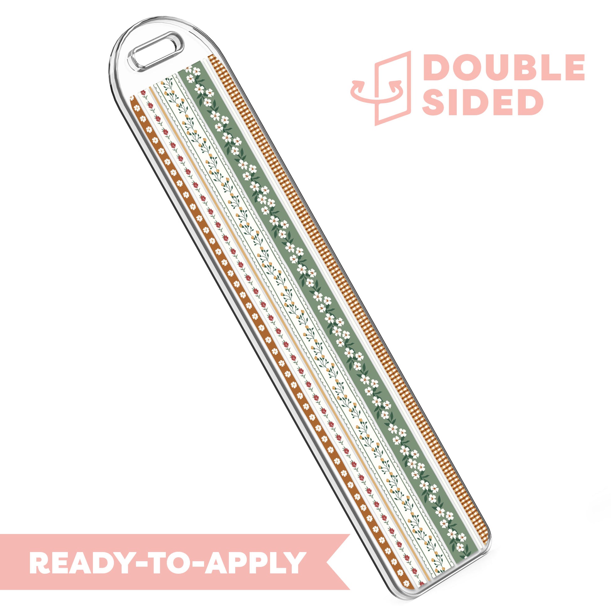 [ Double Sided ] Bookmark UV DTF Decal | Floral Washi Tape