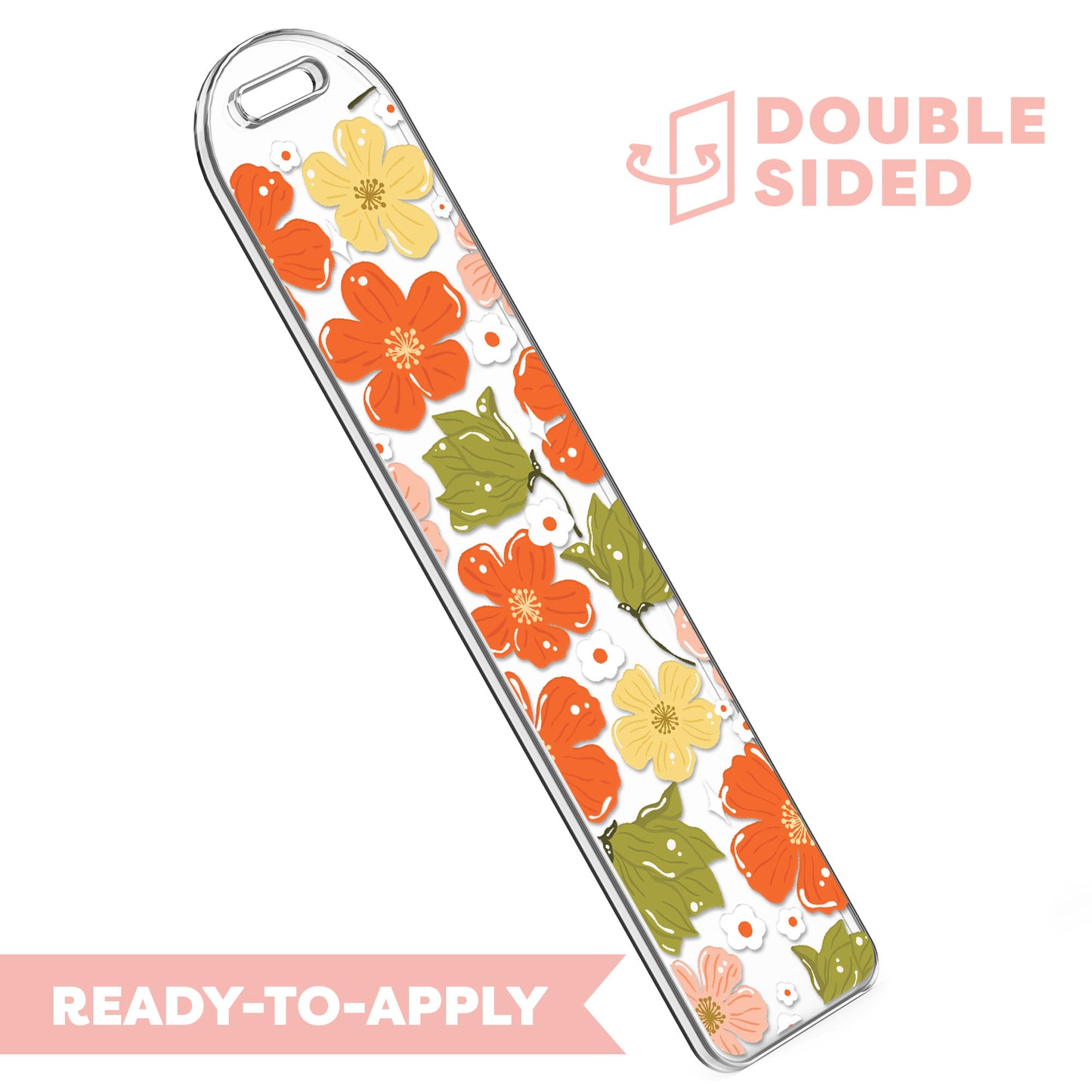 [ Double Sided ] Bookmark UV DTF Decal | Orange Flower Field