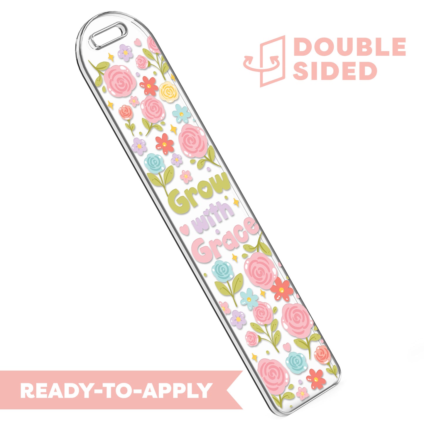 [ Double Sided ] Bookmark UV DTF Decal | Grow With Grace
