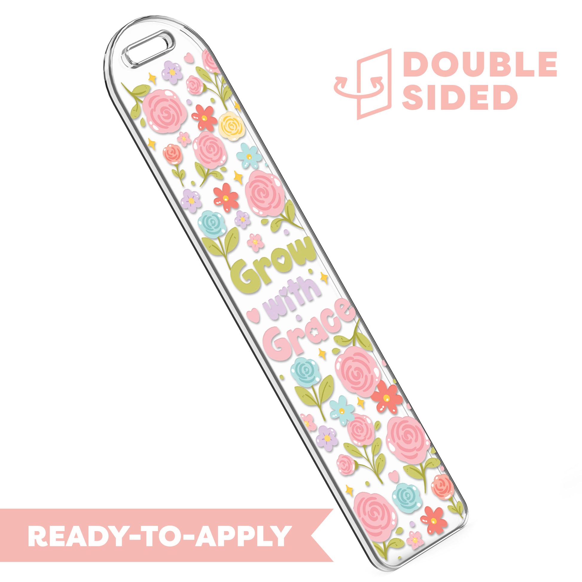 [ Double Sided ] Bookmark UV DTF Decal | Grow With Grace