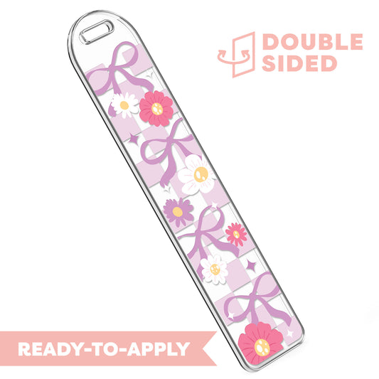 [ Double Sided ] Bookmark UV DTF Decal | Lavender Checkered Girlie