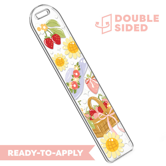 [ Double Sided ] Bookmark UV DTF Decal | Spring Strawberry Paradise