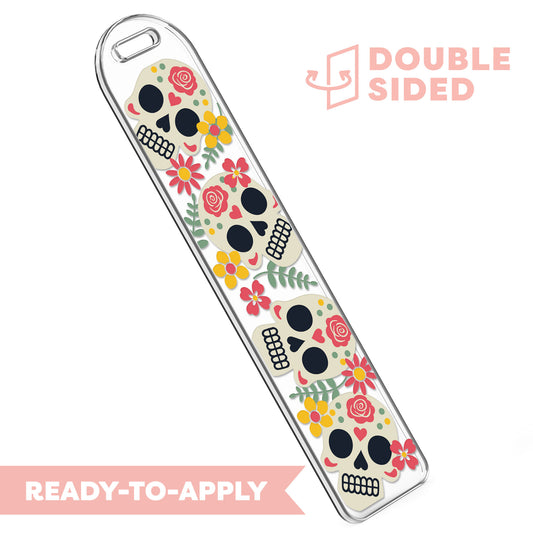 [ Double Sided ] Bookmark UV DTF Decal | Rosy Skull