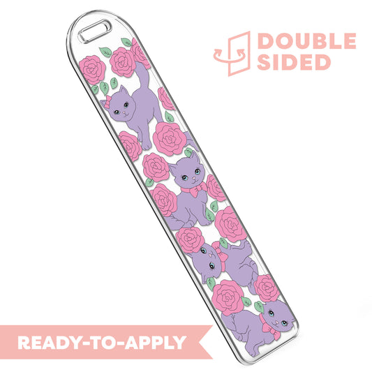[ Double Sided ] Bookmark UV DTF Decal | Kitty & Roses