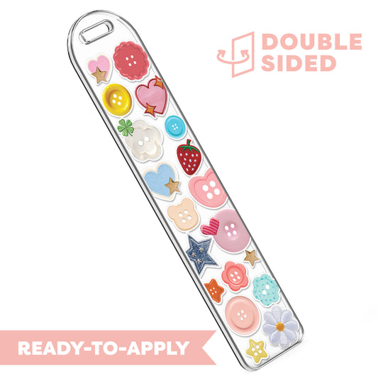 [ Double Sided ] Bookmark UV DTF Decal | Cute Little Buttons