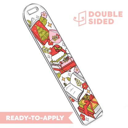 [ Double Sided ] Bookmark UV DTF Decal | Dear Santa, Send Books