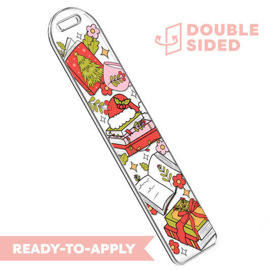 [ Double Sided ] Bookmark UV DTF Decal | Dear Santa, Send Books